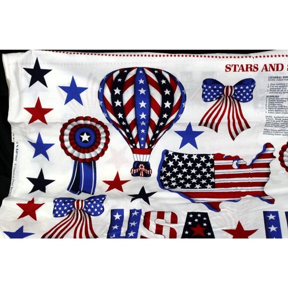 USA Stars and Stripes Applique Panel 44 x 17.5 in Fabric VIP Print Cranston - Picture 3 of 11